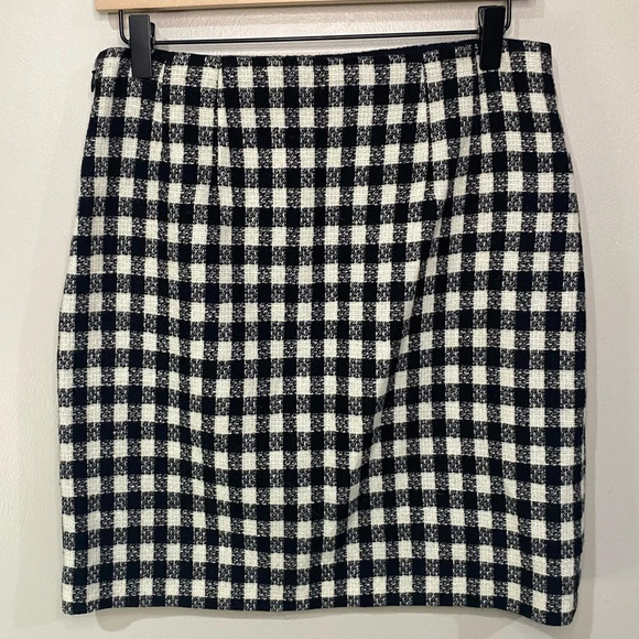 Talbots plaid Wool Blend skirt size 4 petite Buffalo Check Gingham Black & White - Picture 1 of 7